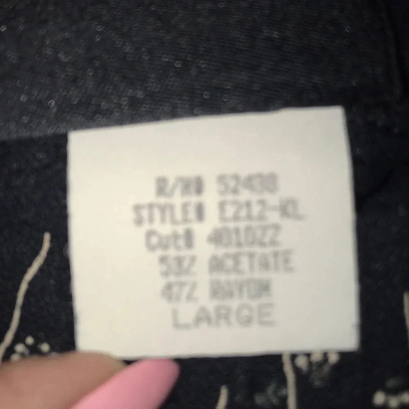 FOUNDED 1989 Vintage Blue- black pull on with ditzy flower print pants size L - Picture 5 of 9